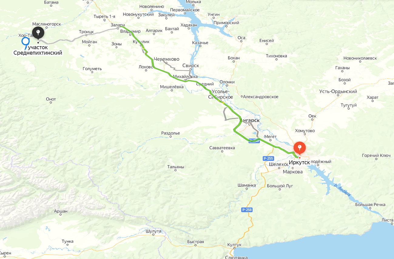 Маршрут из Иркутска